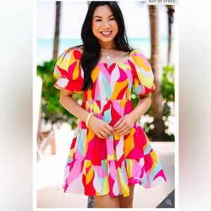 FLYING TOMATO Sweet Dreams Pink Abstract Mini Babydoll Dress- Size Small